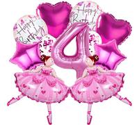 Ctxtqtdt 11 Pezzi Bale-rina Palloncini Compleanno Set da 4 Anni Ragazza, Ballett Palloncino Foil Decorazione Rosa, Palloncino Foil per Festa di Compleanno a Tema Bale-rina Ragazza (4)