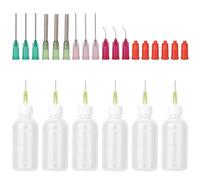 CTYUEYUN 6 Pezzi Applicatore Di Precisione,Applicatore Di Colla Con 15 Punte Arrotondate E 6 Tappi,Applicatore Punta Ago 50ml,Set Di Flaconi Applicatori per Fai Da Te Inchiostro Alcolico Quilling