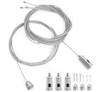 CTYUEYUN Set di 4 ganci per corda, 1,5 mm x 2 m, per corda regolabile, supporto per fune metallica, fissaggio a soffitto, foto