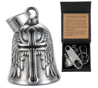 CTZSR Portachiavi con ciondolo a forma di angelo custode con campanella per moto, accessorio per motociclisti, cavalieri, animali domestici, 04 croce nera, grande