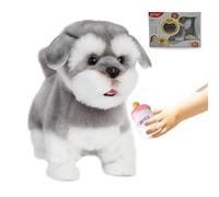 CU-MATE 12 "Interactive Schnauzer Robot Dog Peluche Cane Giocattolo Regalo | Il cane robot da 30,5 cm cammina, abbaia, scodinzola, tira fuori la lingua, beve latte e agisce viziato, morbido e sicuro