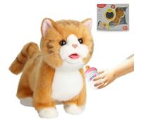 CU-MATE Giocattolo interattivo per gatti robot britannici a pelo corto | Il gatto robot da 30,5 cm cammina, miagola, scodinzola, tira fuori la lingua, beve latte e agisce carino, morbido e sicuro