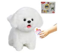 CU-MATE Plush Interactive Maltese Simulation Dog-Realistic Stuffed Animal Puppy Electronic Toy Robotic Dog with Walking/Barking/Wagging Tail/Talking Gifts for Girls Boys