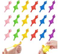Cuackamily 18 Pezzi Polli Volanti Elastici Dita, Giocattoli a Scatto di Espulsione Pollo, Alla Fionda Polli Volanti, Giocattoli a Catapulta Slingshot Antistress di Novità Festa Regali per Bambini