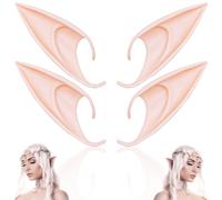 Cuackamily 2 Paia Orecchie da Elfo, Orecchie da Fata Orecchio Elfo in Lattice Punta Elfo, Orecchie Folletto per Cosplay Natale Halloween Carnevale Accessori per il trucco del costume Elfo Masquerade