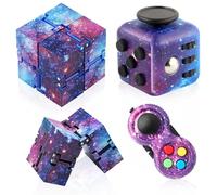 Cuackamily 3Pcs Fidget Toy Giocattolo per Le Dita Cube, Infinity Cube Toy, Fidget Pad Controller, Anti-Stress Ansia Relief Giocattoli, Passare Il Tempo Giocattoli Regalo per Ufficio Adulti Bambini