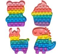 Cuackamily 4 Pezzi Pop Bubble Fidget It Toy Set, Dinosauro Alpaca Orso Gelato, Giocattoli Sensory Push, Gioco Antistress Rilassante per Adulti e Bambini, Bomboniere per Feste Regali di Compleanno