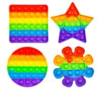 Cuackamily 4 Pezzi Pop Bubble Fidget It Toy Set, Push And Pop Bubble Sensory Fidget Toy, Giocattoli Push And Squeeze Silicone Sensory Toys Gioco Antistress Rilassante per Adulti e Bambini Regali