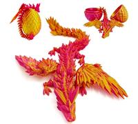 Cuackamily Uovo Di Drago Stampato In 3D, Drago di Cristallo Articolato con Uovo di Drago con ali di Drago, Giocattolo Misterioso con Drago Decorazione Natale Pasqua Compleanno Regali (Orange Rouge)