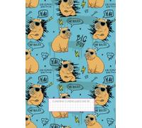 Cuaderno a4 Cuadriculado 6x6 con portada azul de Capybara: Libreta Cuadricula 6x6