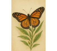 CUADERNO DE LA MARIPOSA - Cuaderno escolar con cuadrícula 5x5 mm | 6x9 pulgadas | 80 páginas: Ilustración botánica de una mariposa monarca sobre una planta | Perfecto para notas, escuela o dibujo