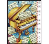 Cuaderno de música para piano: Libreta de papel pautado pentagrama musical con sistema doble en clave de sol y fa. Partitura en blanco para el estudio y la composición