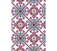 Cuaderno de notas con diseño de azulejo floral vintage: Tapa blanda 6x9” - 120 páginas rayadas - Estilo decorativo en tonos burdeos y azul - Ideal para diario, escritura libre o journaling