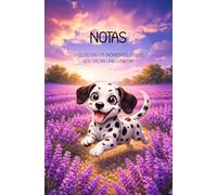 Cuaderno de notas - Mascota animada (Dálmata): Libreta bonita con perrito dálmata en campo de lavanda | Diario personal, ideas y regalo para amantes de los perros.