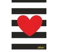 CUADERNO / DIARIO DE CORAZÓN ROJO CON RAYAS BLANCO Y NEGRO: LIBRETA / NOTEBOOK / AGENDA en pasta dura, para mujer, 160 páginas, 6.14 x 9.21 pulgadas, ... con estampado a rayas, días y meses a elegir