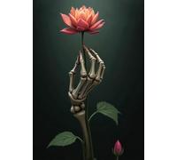 Cuaderno Mano Esquelética con Flor: A5, Tapa Blanda, 240 Páginas en Blanco, Brillante