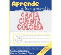 Cuaderno para aprender a leer y escribir.: Cuaderno de lectoescritura con ejercicios de motricidad fina, de trazo, dibujo, conteo y canciones para niños y niñas de Educación Infantil (3 a 6 años)