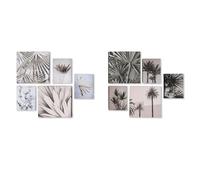 CUADRO SET 5 LIENZO MDF 25X2,5X25 HOJAS 2 SURT.