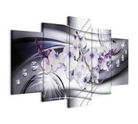 Cuadros B&D XXL - Quadro 200x100 cm 5 Pezzi - Stampa su Tela Strutturata Grande - Quadri Moderni Componibili Camera da Letto Matrimoniale - Stampe da Parete Arte - Fiore Orchidea Diamond b-A-0238-b-p