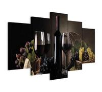 Cuadros B&D XXL - Quadro Bicchiere da Vino Rosso 200x100 cm 5 Pezzi - Stampa su Tela Grande - Quadri Moderni Grandi Camera da Letto e Cucina - Stampe da Parete Arte Ristorante - vino uva 030107-24