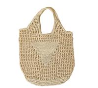 CUAJHNPX Borsa Paglia Intrecciata, Tote in Rete di Paglia, Spiaggia, A Tracolla, Donne Hobo, Grande capacità Pieghevole, per Vacanza-Beige Una Taglia Unica