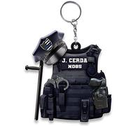 Cuawana - Portachiavi militare in acrilico per auto, gadget da donna, accessori per polizia, portachiavi per amici, Natale