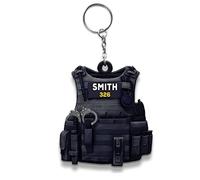 Cuawana - Portachiavi militare in acrilico per auto, gadget da donna, accessori per polizia, portachiavi per amici, Natale