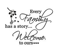 Cuayaes Adesivi murali Citazioni familiari: Ogni Famiglia ha Una Storia, Benvenuto da Noi Adesivi da Parete Inglese, Decorazione da Parete Adesivo Rimovibile in Vinile