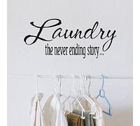 Cuayaes Adesivo da Parete in Vinile con Scritta Laundry The Never Ending Story Adesivi da Parete per Lavanderia Dire Citazioni Parole Adesivi per rondelle Adesivi per pareti con Citazioni