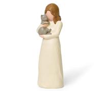 Cuayaes Statua di Angelo Gatto che Rappresenta l'amicizia, Una Statua Commemorativa del Gatto Angeli in Resina Dipinta a Mano come Regalo per le Amanti del Gatto Femminile (Gatto grigio)