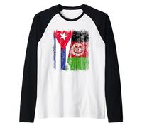 Cuba Afghanistan Mezza Bandiera Patrimonio Cubano Afgano Maglia con Maniche Raglan