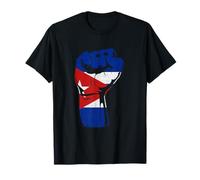 Cuba Bandiera Cubana Power pugno di mano Cuban Pride Cuban Roots Maglietta