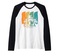 Cuba Caraibi Palme al Vento Spiagga Riposo Relax Souvenir Maglia con Maniche Raglan