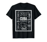 Cuba EST. Traditions & Soul White Line Art Timbro culturale Maglietta