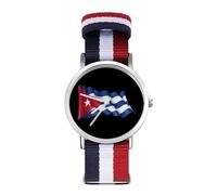 Cuba Flag Sport Watch per uomo donna cinturino in nylon orologio da polso analogico al quarzo, Stile:, regular, Cinturino