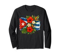 Cuba Flowers Cuban Floral Tropical Havana Botanical Maglia a Manica