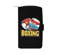 Cuba guantoni da boxe con bandiera cubana da donna in pelle PU, portafoglio lungo, organizer per ufficio e viaggio