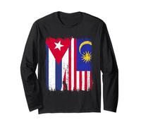 Cuba Malesia Half Flag Cuban Malaysian Heritage Jersey Maglia a Manica