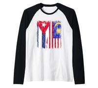 Cuba Malesia Half Flag Cuban Malaysian Heritage Jersey Maglia con Maniche Raglan
