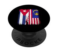 Cuba Malesia Half Flag Cuban Malaysian Heritage Jersey PopSockets PopGrip Adesivo