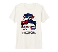 Cuba Repubblica Dominicana Messy Bun Girl Hispanic Heritage Maglietta Premium