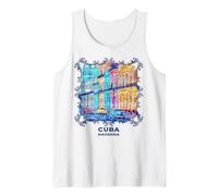 Cuba Scena di Strada dell'Avana Auto d'Epoca Musica Souvenir Canotta