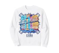 Cuba Scena di Strada dell'Avana Auto d'Epoca Musica Souvenir Felpa
