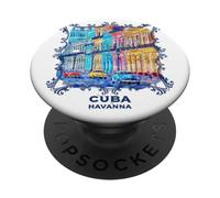 Cuba scena di strada dell'Avana Auto d'epoca Musica Souvenir PopSockets PopGrip Adesivo