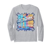 Cuba Scena di Strada dell'Avana Auto d'Epoca Souvenir Maglia a Manica