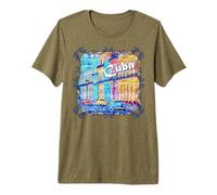 Cuba Scena di Strada dell'Avana Auto d'Epoca Souvenir Maglietta Premium