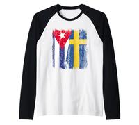 Cuba Svezia Mezza bandiera Cuba Radici svedesi Maglia con Maniche Raglan