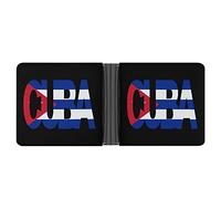 Cuba Text with Flag Portafoglio personalizzato con blocco RFID Slim Bifold Portafoglio Tasca frontale Porta carte di credito per uomo donna, Stile:, Taglia unica, MHXYZHW