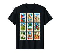 Cuba Viaggio Francobollo Collage Vintage Souvenir Maglietta