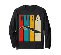 Cuba Vintage Cuban Island Mappa Caraibi Orgoglio Maglia a Manica